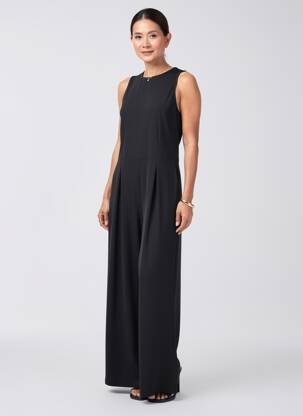 Combi-pantalon coupe fluide sans manche noir MAT. femme