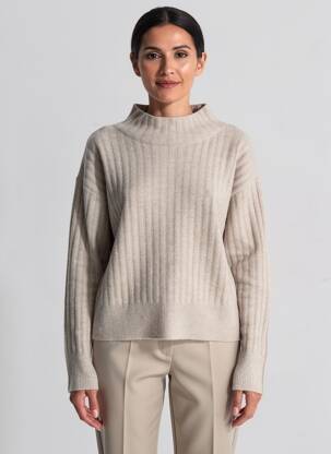 Pull coupe droite manches longues beige YAYA FACTORY femme