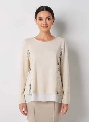 Pull coupe droite manches longues beige NINATI femme
