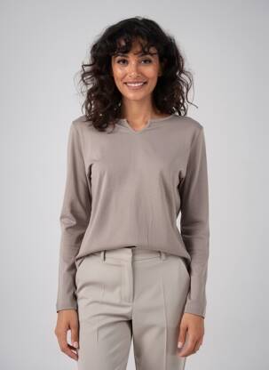T-shirt manches longues manches longues marron LE PHARE DE LA BALEINE femme