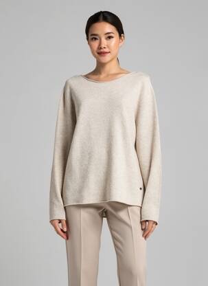 Pull coupe droite manches longues beige LE PHARE DE LA BALEINE femme