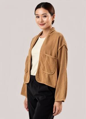 Veste casual coupe droite marron INDI & COLD femme
