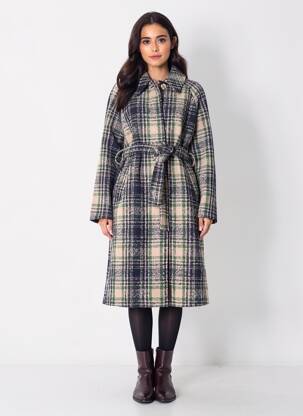 Manteau long coupe cintrée sans capuche bleu LA FIANCÉE femme