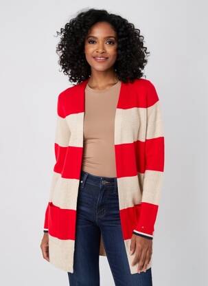 Gilet manches longues resserrée sur le bas rouge CECIL femme