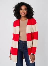 Gilet manches longues resserrée sur le bas rouge CECIL femme