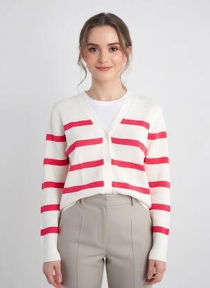 Gilet manches longues coupe cintrée blanc CECIL femme