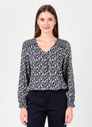 Top imprimé fantaisie manches longues noir STREET ONE femme