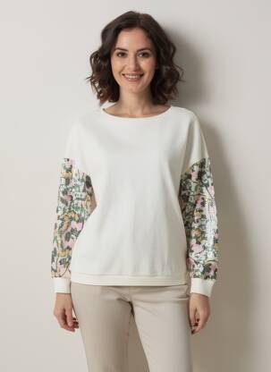 Sweat-shirt manches longues manches longues blanc STREET ONE femme