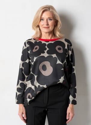 Pull tissage chiné manches longues noir FRANCK ANNA femme