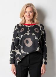 Pull tissage chiné manches longues noir FRANCK ANNA femme