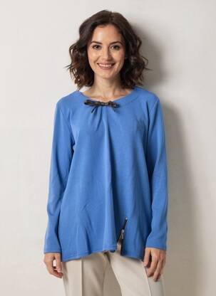 T-shirt manches longues manches longues bleu SEE YOU femme