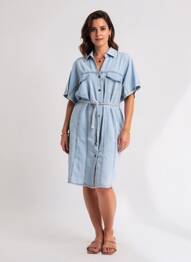 Robe mi-longue manches courtes manches courtes bleu ESQUALO femme