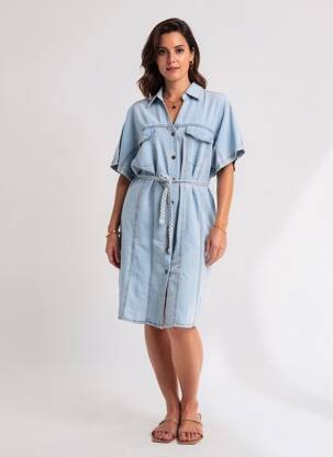 Robe mi-longue manches courtes manches courtes bleu ESQUALO femme