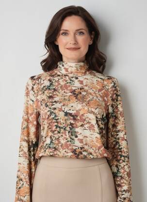 T-shirt imprimé fantaisie manches longues marron YEST femme