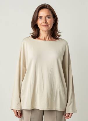 Pull coupe droite manches longues beige YEST femme