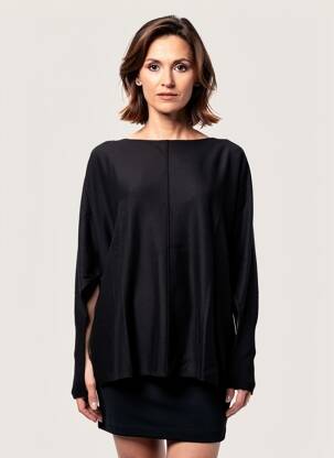 Pull coupe droite manches longues noir YEST femme