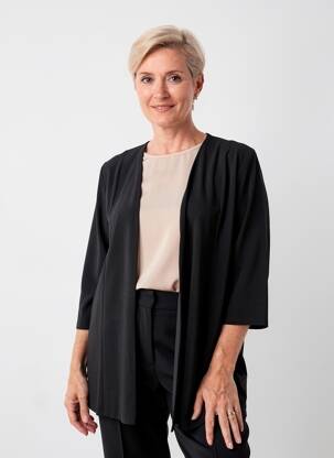 Gilet manches longues col châle noir GEVANA femme