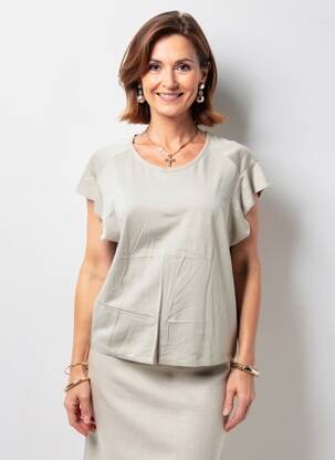 T-shirt coupe droite manches courtes beige QUATTRO femme