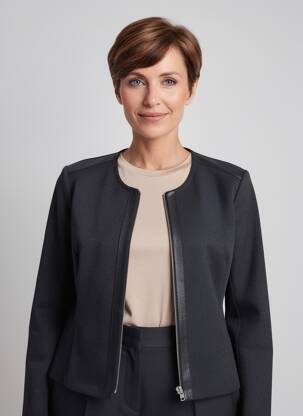 Veste casual col rond noir GEVANA femme