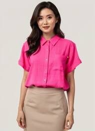 Chemisier manches courtes manches courtes rose YEST femme