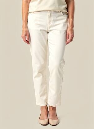 Pantalon 7/8 fermeture zippée sous rabat boutonné beige YEST femme