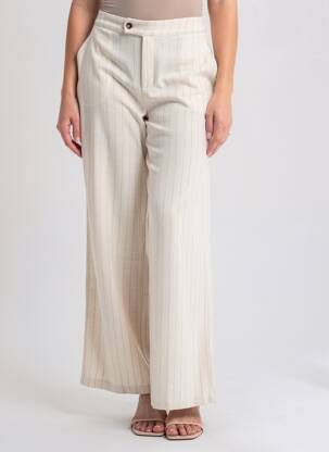 Pantalon large fermeture zippée sous rabat boutonné taille normale beige ESQUALO femme