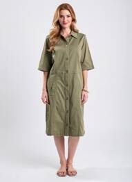 Robe mi-longue manches courtes manches courtes vert CREAM femme
