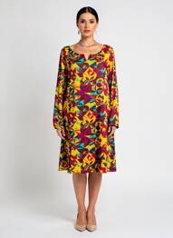 Robe mi-longue coupe fluide manches longues violet LA FIANCÉE femme