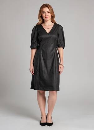 Robe mi-longue manches courtes manches courtes noir CREAM femme