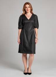 Robe mi-longue manches courtes manches courtes noir CREAM femme