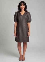 Robe mi-longue manches courtes manches courtes marron CREAM femme