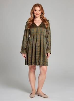 Robe courte coupe évasée manches longues jaune LA FIANCÉE femme