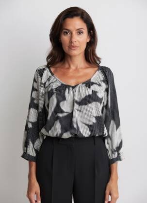 Blouse imprimé fantaisie manches longues noir CREAM femme
