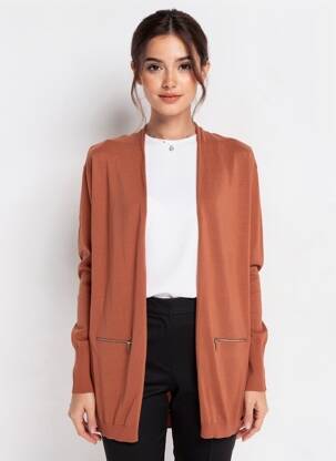 Gilet manches longues manches longues orange DDP femme