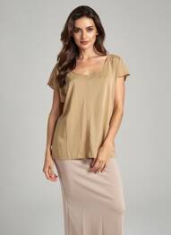 Top manches courtes manches courtes marron SUN VALLEY femme