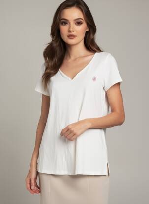 T-shirt sérigraphie floquée manches courtes blanc SUN VALLEY femme
