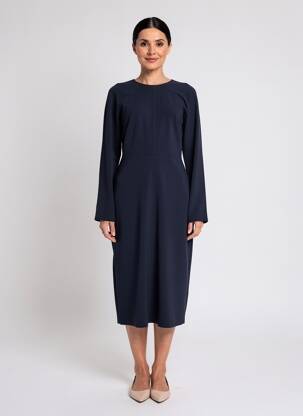 Robe mi-longue manches longues manches longues bleu SEMICOUTURE femme