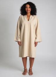 Robe mi-longue manches longues manches longues beige BY MALENE BIRGER femme