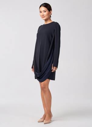 Robe courte fermeture zippée au dos manches longues noir SEMICOUTURE femme