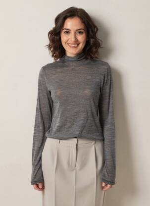T-shirt manches longues manches longues gris SEMICOUTURE femme