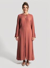 Robe longue tissage popeline manches longues orange ATTIC AND BARN femme