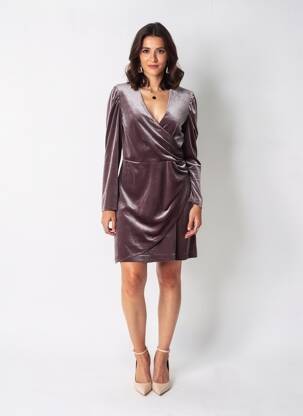 Robe mi-longue manches longues manches longues gris JANE WOOD femme