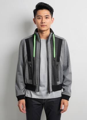 Veste casual resserrée sur le bas gris TRICOT CHIC homme