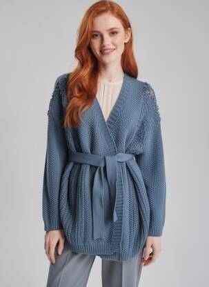 Gilet manches longues coupe cintrée bleu BELAIR femme