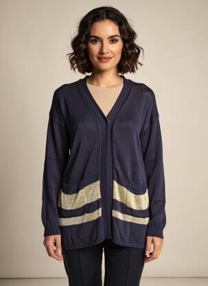 Gilet manches longues col v bleu ODEMAI femme