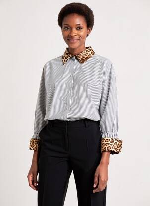 Chemisier coupe droite manches longues bleu SUMMUM femme