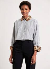 Chemisier coupe droite manches longues bleu SUMMUM femme