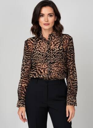 Chemisier imprimé fantaisie manches longues noir LOLA CASADEMUNT femme