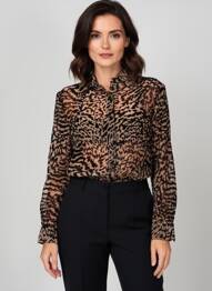 Chemisier imprimé fantaisie manches longues noir LOLA CASADEMUNT femme