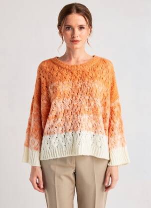 Pull coupe droite manches longues orange SUMMUM femme